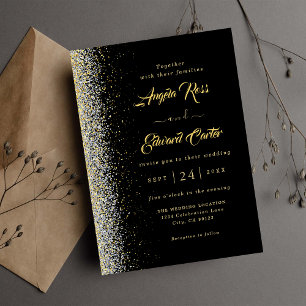 Elegant Black And Gold Wedding Invitation