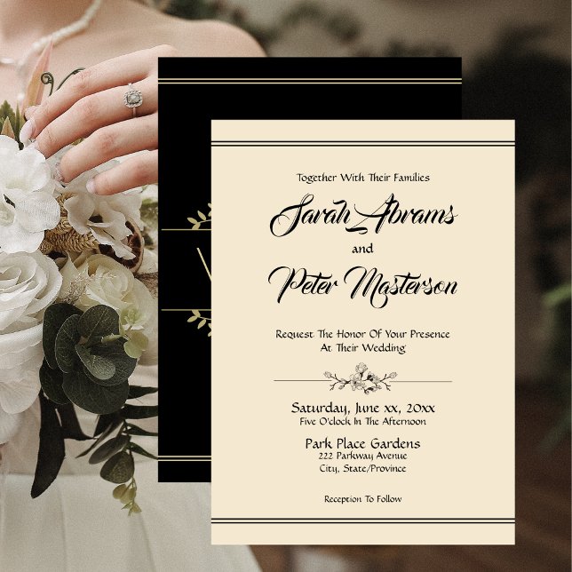 Elegant Black and Gold Wedding Invitation (Elegant Black and Gold Wedding Invitation)