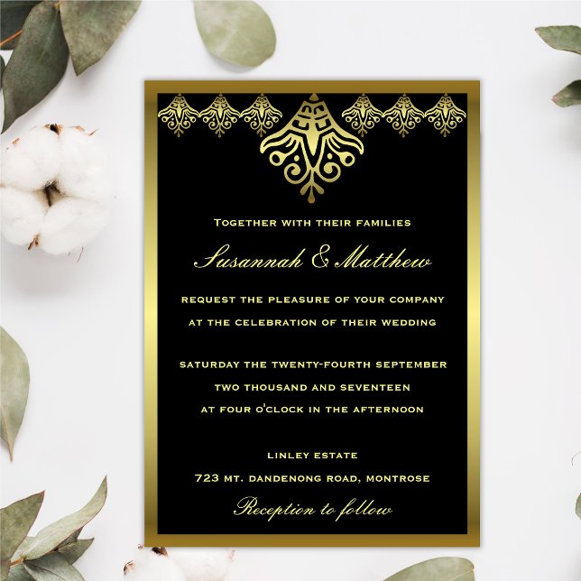 Elegant Black and Gold Wedding Invitation (Creator Uploaded)