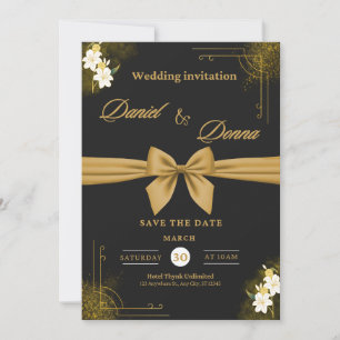 Elegant Black and Gold Wedding Invitation