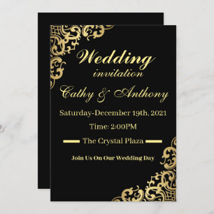Elegant Black and Gold Wedding Invitation