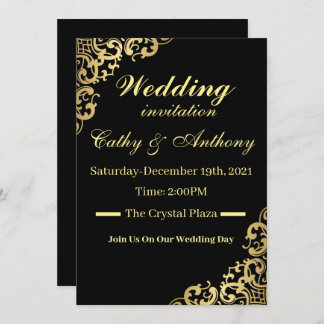 Elegant Black and Gold Wedding Invitation
