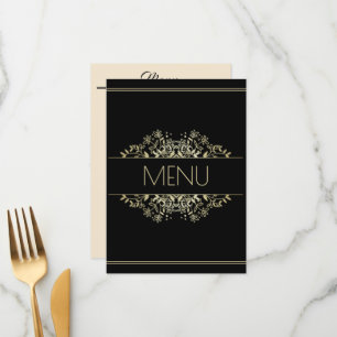 Elegant Black and Gold Wedding Menu