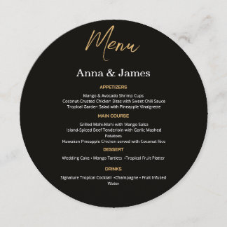 Elegant Black and Gold Wedding Menu