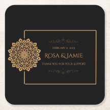 Elegant Black and Gold Wedding Party Coasters