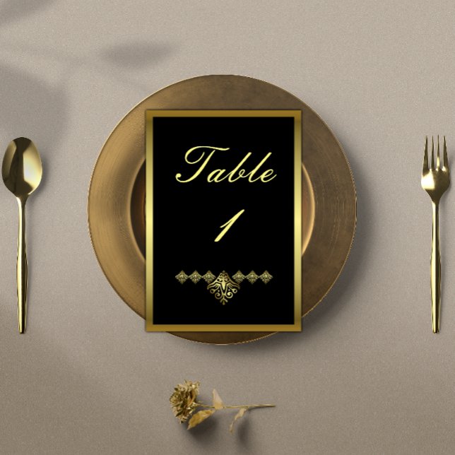 Elegant Black and Gold Wedding Reception Table Number (Creator Uploaded)