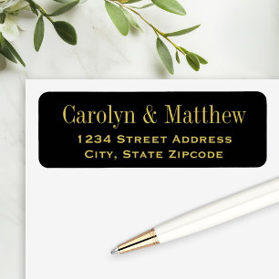 Elegant Black and Gold Wedding Return Address Label