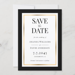 Elegant Black and Gold Wedding Save The Date Cards