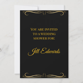 Elegant Black and Gold Wedding Shower Invitation