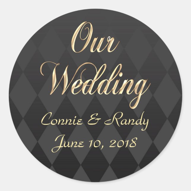 Elegant Black and Gold Wedding Sticker (Front)