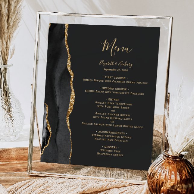 Elegant Black and Gold Wedding Table Menu Poster (Creator Uploaded)