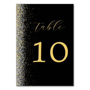 Elegant Black And Gold Wedding Table Number