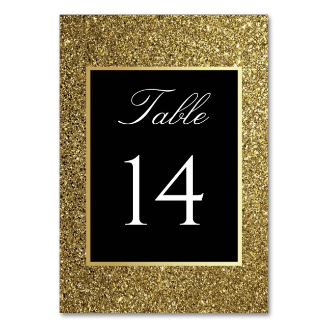 Elegant Black and Gold Wedding Table Number (Front)