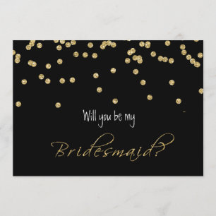 Elegant black and Gold Will you be my bridesmaid? Invitation
