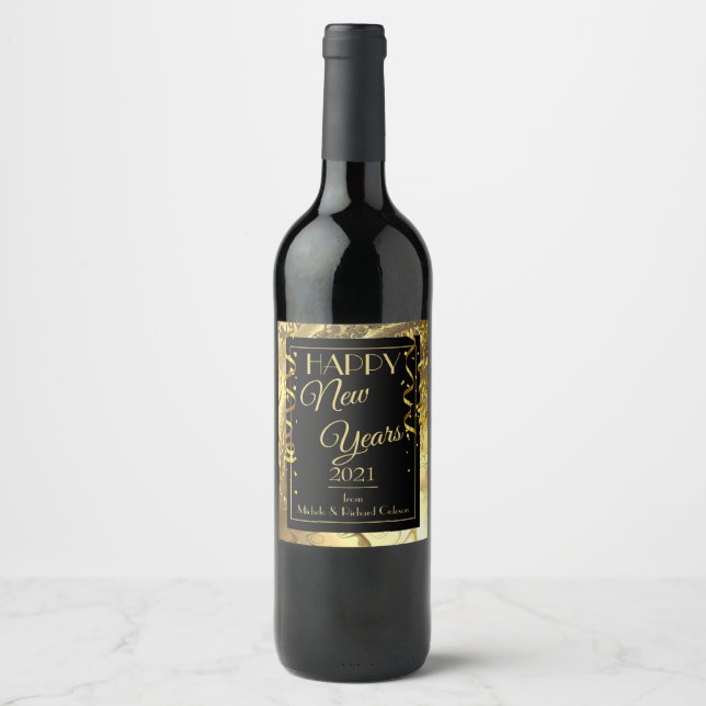 Elegant Black and Gold Wine Label (Front)