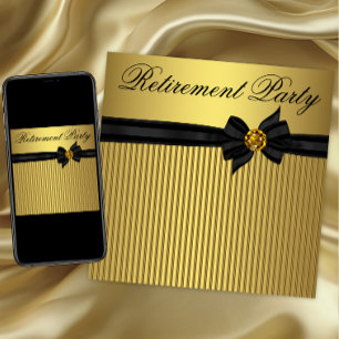 Elegant Black and Gold  Womans Retirement Party Invitation