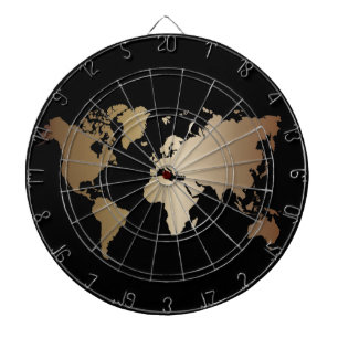 Elegant Black and Gold World Map   Dartboard
