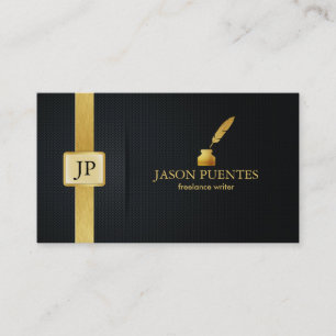 Elegant Black and Gold Writer's Business Card