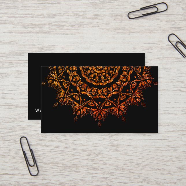 Elegant black and gold yoga business card (Front/Back In Situ)