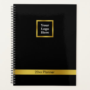 Elegant Black and Gold Your Logo Here 2026 Planner