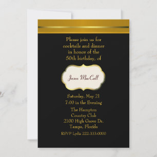 Elegant Black and Goldtone Invitation