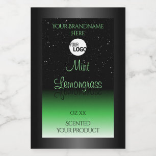 Elegant Black and Green Product Label Glitter Logo