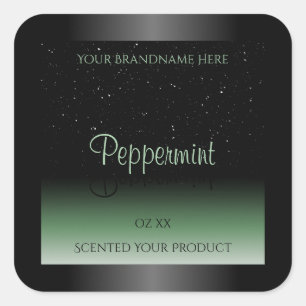Elegant Black and Green Product Label Soft Glitter