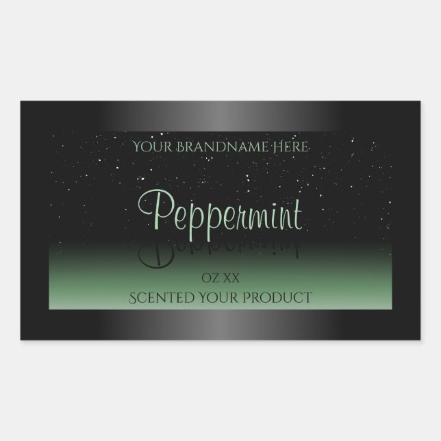 Elegant Black and Green Product Label Soft Glitter (Front)