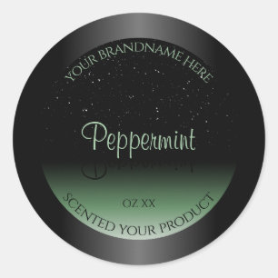 Elegant Black and Green Product Label Soft Glitter