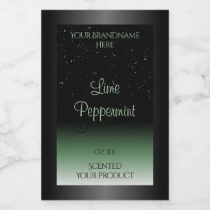 Elegant Black and Green Product Label Soft Glitter