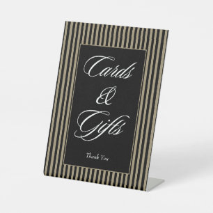 Elegant Black and Green Stripes Cards and Gifts Pedestal Sign