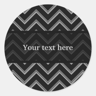 Elegant black and grey chevron pattern classic round sticker