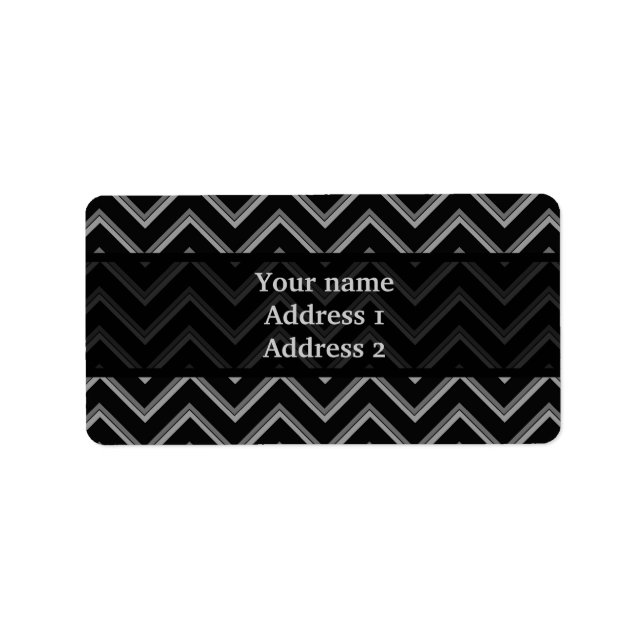 Elegant black and grey chevron pattern label (Front)