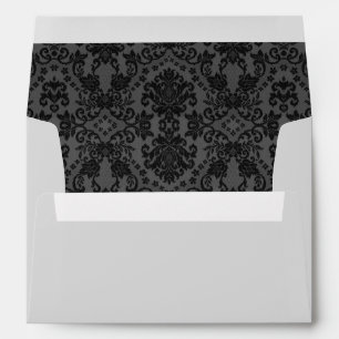 Elegant Black and Grey Damask Envelopes