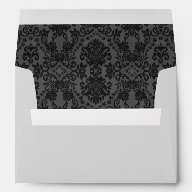 Elegant Black and Grey Damask Envelopes (Back (Bottom))