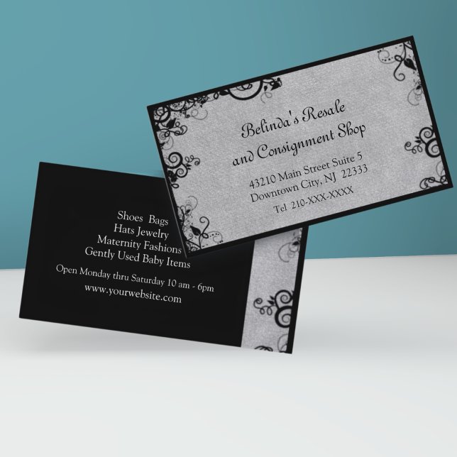 Elegant Black and Grey Deco Boutique Business Card (Creator Uploaded)
