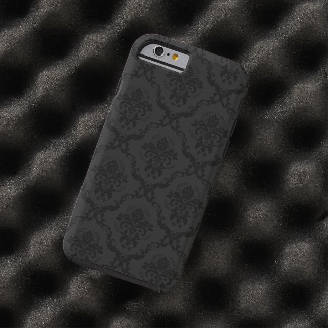 Elegant Black And Grey Floral Damasks Case-Mate iPhone Case (In Situ)