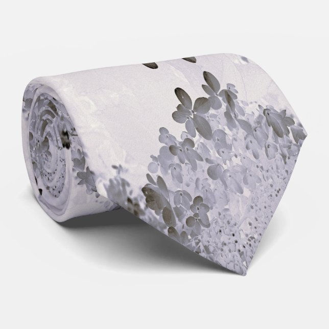Elegant Black and Grey Limelight Hydrangea Tie (Rolled)