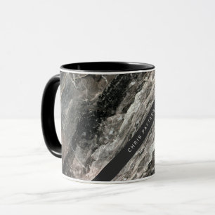Elegant Black and Grey Marble Pattern with Name Mug