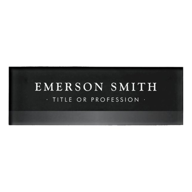 Elegant black and grey modern name tag (Front)