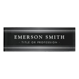 Elegant black and grey modern name tag