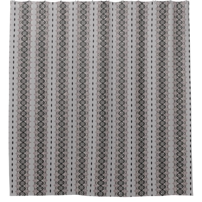 Elegant Black and Grey Ornamental Pattern Shower Curtain (Front)