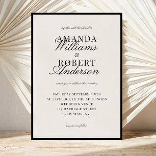 Elegant Black and Ivory Old Money Wedding Invitation