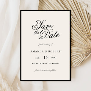 Elegant Black and Ivory Old Money Wedding Save The Date