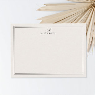 Elegant Black and Ivory Script Monogram Border Card