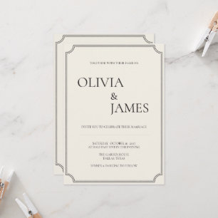Elegant Black and Ivory Typography Wedding Invite