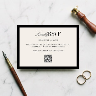 Elegant Black and Ivory Wedding RSVP Card