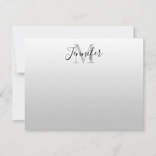 Elegant Black and Light Grey Ombre Monogram Card