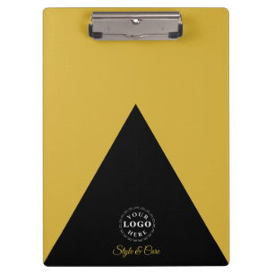 Elegant Black and Metallic Gold Custom Brand Clipboard