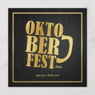 Elegant Black and Metallic Gold Oktoberfest 2013 Invitation